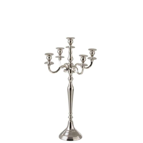 CANDLEHOLDER 5 ARMS CLASSIC ALUMINIUM SILVER SMALL