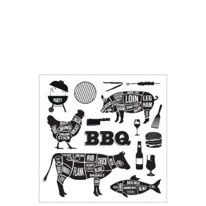 PACK 20 NAPKINS BARBECUE PAPER WHITE/BLACK LARGE
