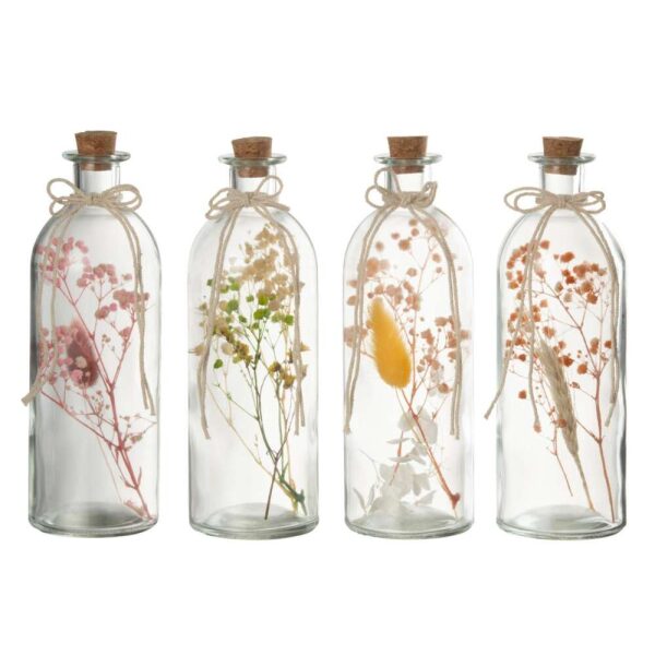HANGING BOTTLES COLOURFUL DRIED FLOWERS GLASS MIX LARGE ASSORTMENT OF 4