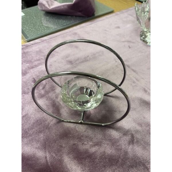 Lysholder M/Diamant Rund Sølv 12Cm