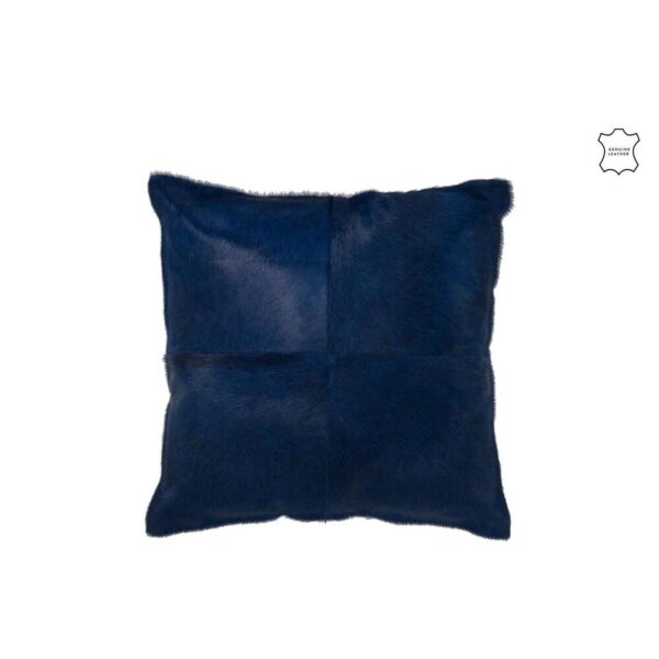 CUSHION COWHAIR LEATHER ELECTRIC BLUE