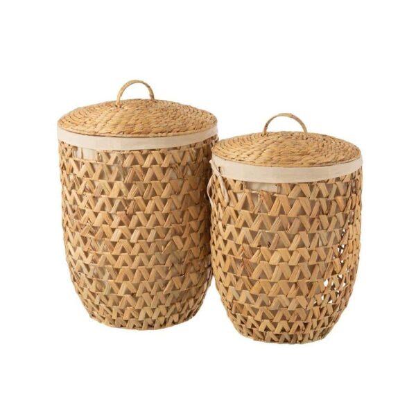 SET OF 2 LAUNDRY BASKETS + LID WATER HYACINTH NATURAL