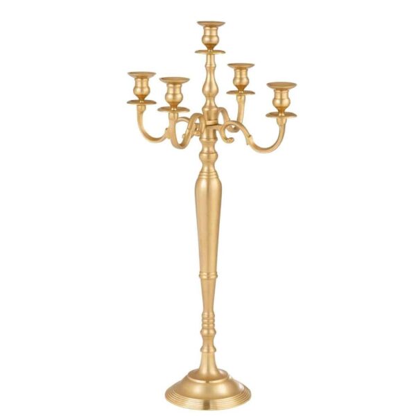 CANDLESTICK 5 ARMS ALUMINIUM MAT GOLD LARGE