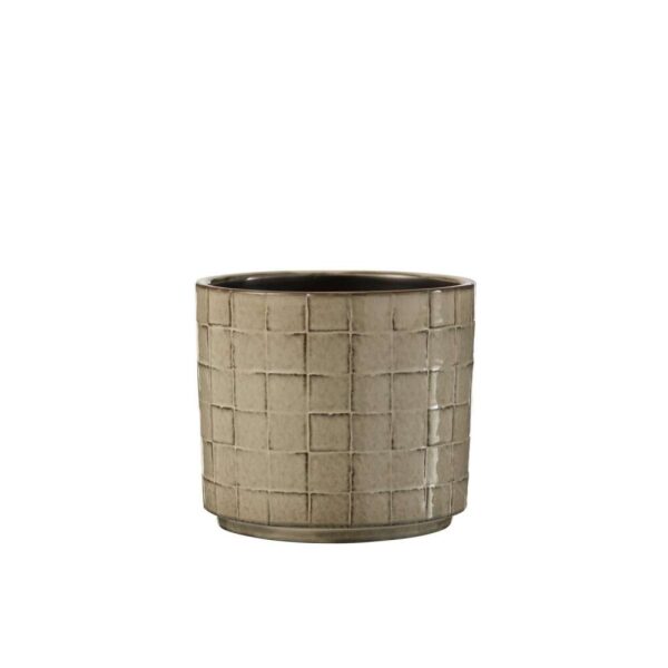 FLOWERPOT SQUARE CERAMIC BEIGE/GREY LARGE