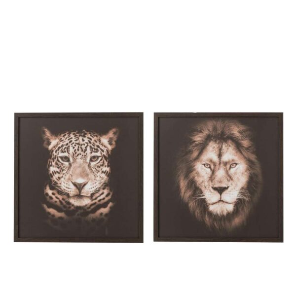 FRAME LION/PANTHER MDF/GLASS BROWN/BLACK ASSORTMENT OF 2