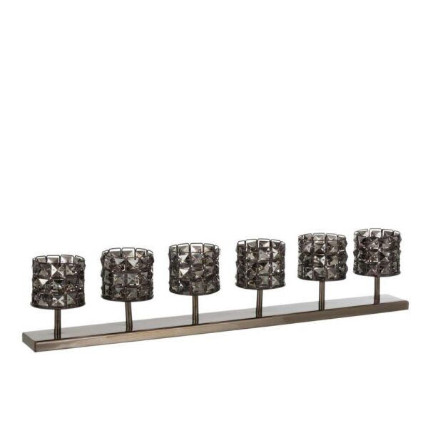 TEALIGHT HOLDER 6 CRYSTAL SMOKEY GREY