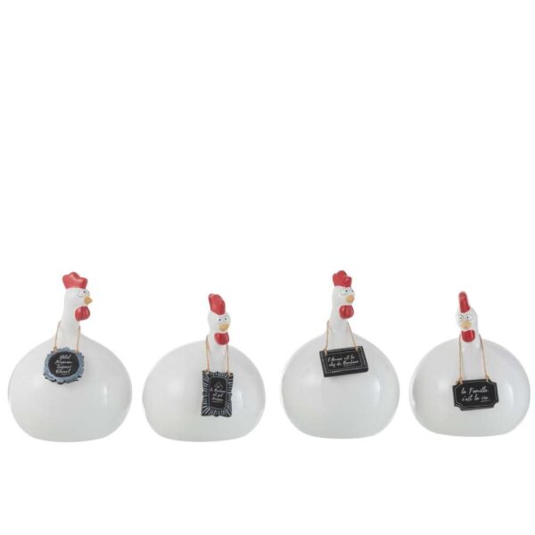 CHICKEN TEXTS CHALKBOARDS CERAMIC WHITE BLACK LARGE ASSORTMENT OF 4