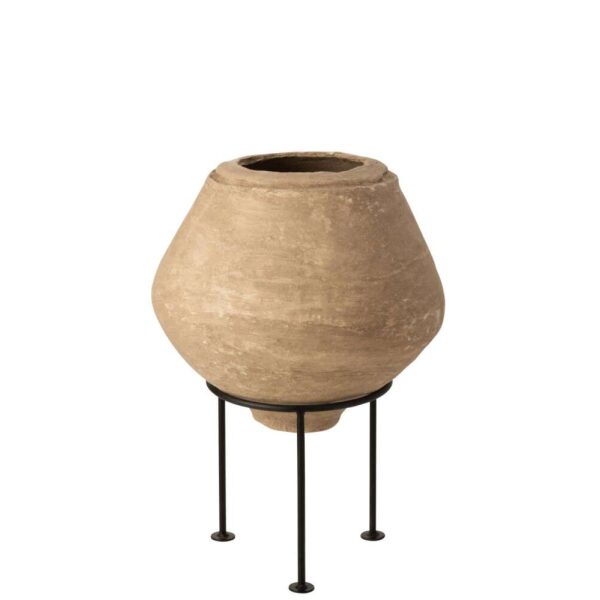 POT ON FOOT CHAD PAPIER MACHE BROWN