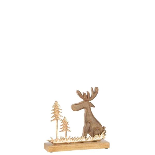 MOOSE WITH PINE WOOD ALUMINIUM GOLD SMALL