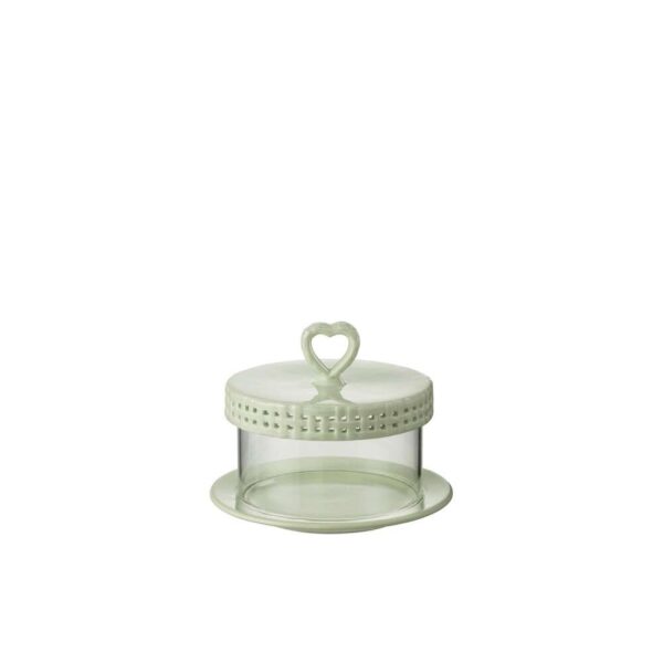 CAKE PLATE UNDER GLASS CERAMIC GREEN SMALL