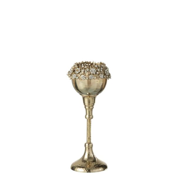 TEALIGHT HOLDER VIANE METAL/GLASS GOLD/BRONZE SMALL