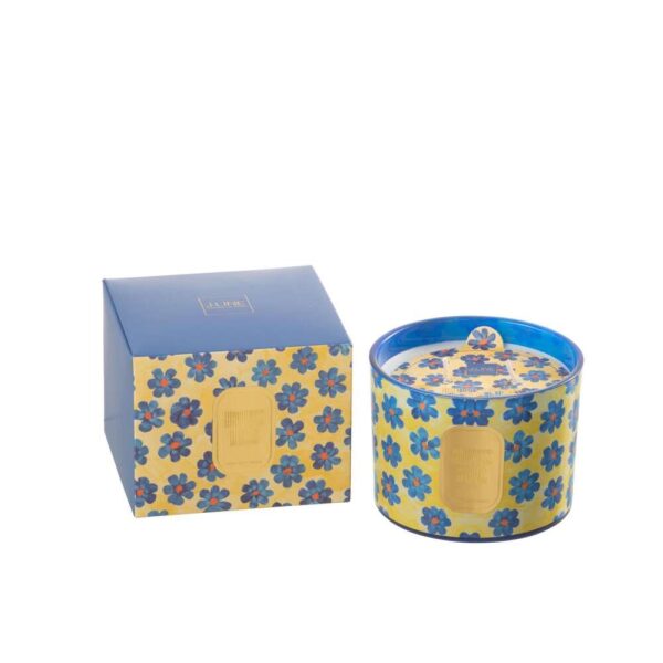 SCENTED CANDLE FLOWERS BLUE/YELLOW SMALL-30 HOURS
