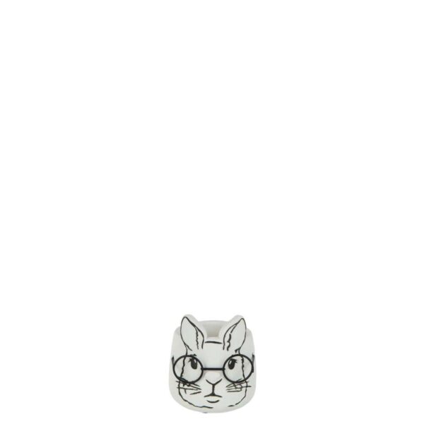 FLOWERPOT RABBIT CEMENT WHITE SMALL
