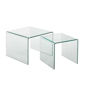 SET VAN 2 SIDETABLE GLASS TRANSPARANT