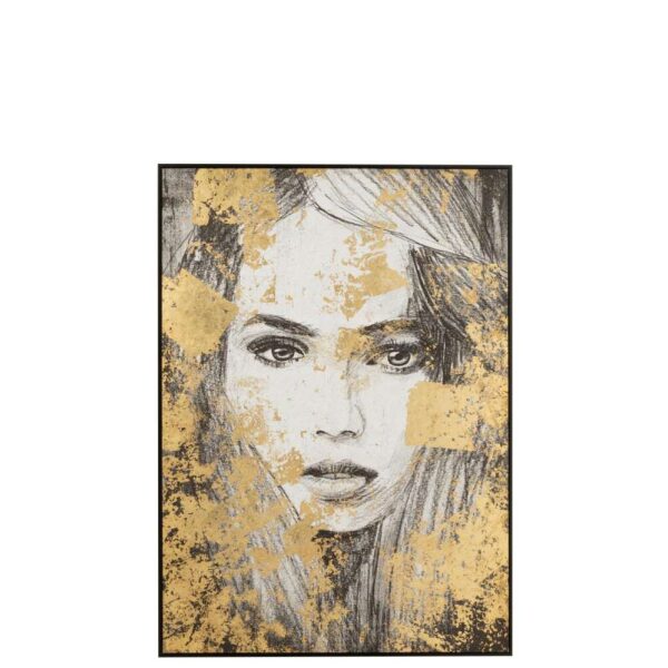 WALL DECORATION WOMAN CANVAS/POLY BLACK/GOLD