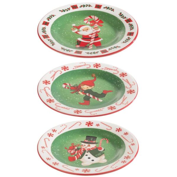 PLATE ROUND XMAS DOLOMITE MIX ASSORTMENT OF 3
