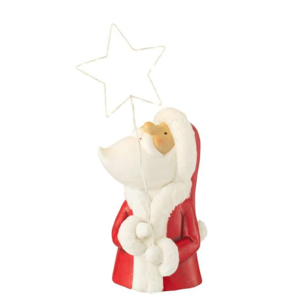 SANTA LED STAR RESIN WHITE/RED LARGE