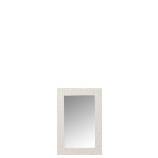 MIRROR RECTANGLE RELIEF FLOWER RESIN WHITE SMALL