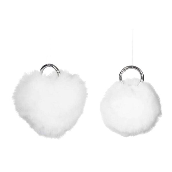 KEYCHAIN BALL/HEART ACRYLIC WHITE ASSORTMENT OF 2