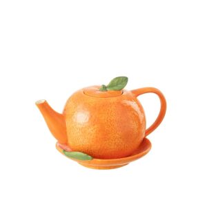 TEAPOT + PLATE ORANGE DOLOMITE ORANGE