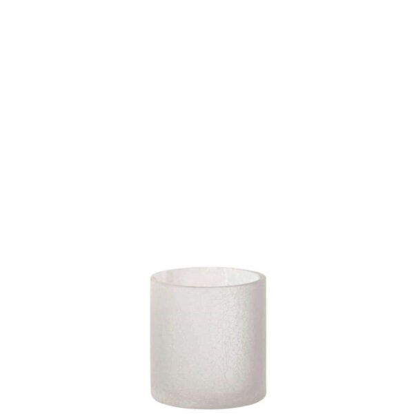 HURRICANE CYLINDER CRAQUELURE GLASS FROSTED WHITE SMALL