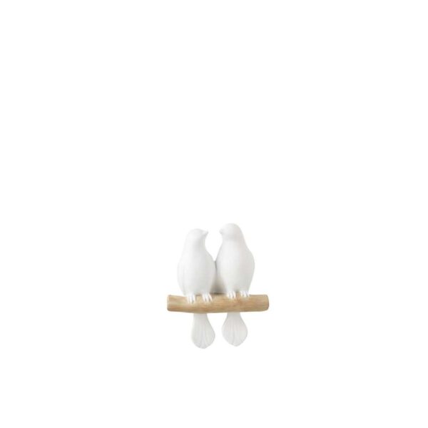 2 BIRDS ON BRANCH POLYRESIN WHITE/NATURAL