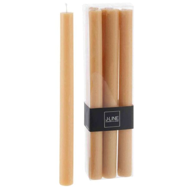 BOX OF 6 TABLE CANDLES OCHRE -9H