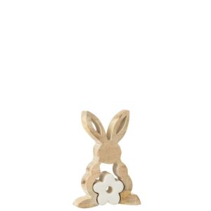 BUNNY WITH FLOWER IN THE MIDDLE WOOD WHITE SMALL