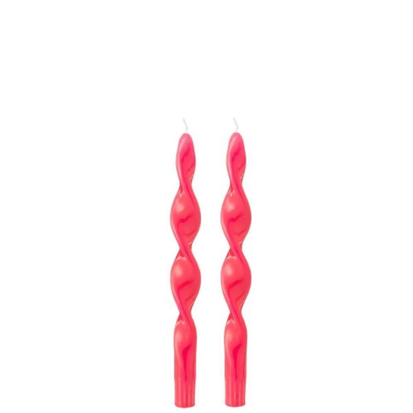 BOX 2 CANDLE TWISTED FUCHSIA SMALL-3H