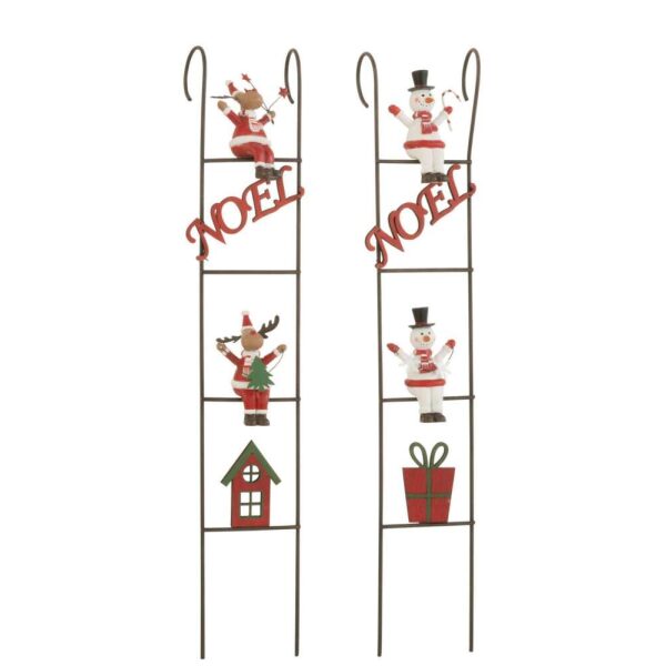 LADDER DECO REINDEER/SNOWMAN METAL MIX ASSORTMENT OF 2