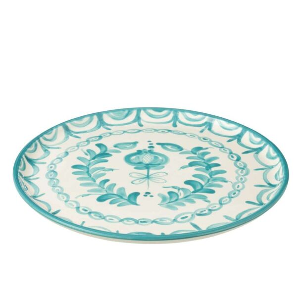PLATE GRANADA CERAMIC WHITE/AQUA