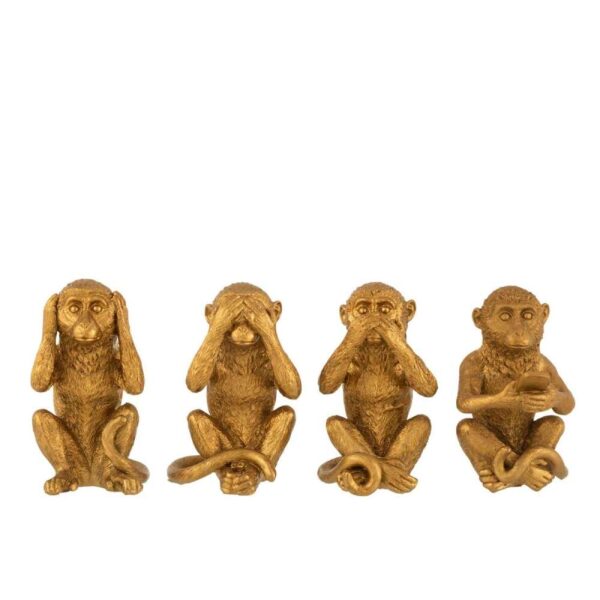MONKEY SEE/HEAR/SPEAK NO EVIL/MOBILE POLY GOLD ASSORTMENT OF 4