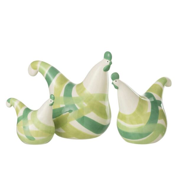 SET OF 3 HENS LINES DOLOMITE GREEN MIX