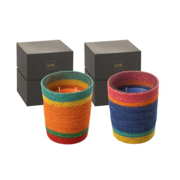 SCENTED CANDLE BASKET BLUE WAX MEDIUM-55 HOURS ASSORTMENT OF 2
