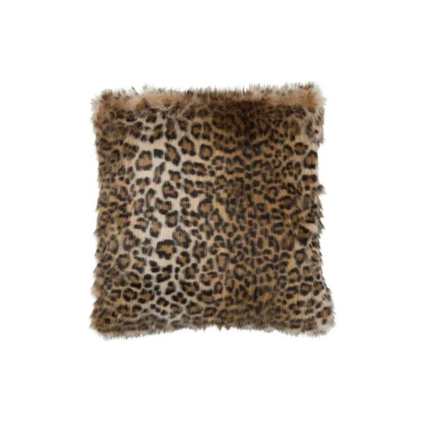 CUSHION FAKE FUR LEOPARD BLACK/BROWN