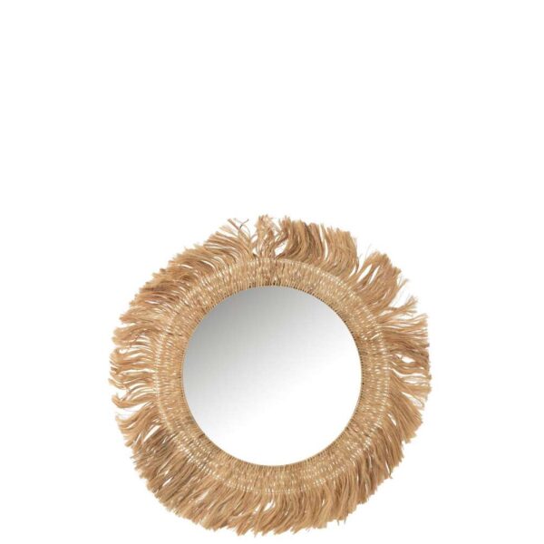 MIRROR ROUND BANANA LEAF NATURAL LARGE