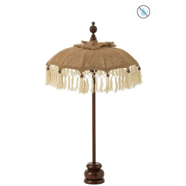 PARASOL TASSELS+FOOT JUTE/WOOD BEIGE/WHITE SMALL