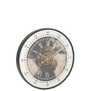 CLOCK+MIRROR WORLD MAP MDF BLACK