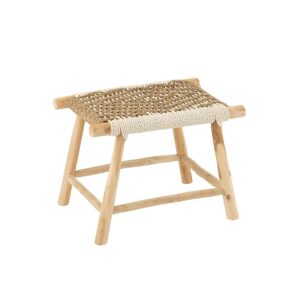 STOOL WAVERLY TEAK WOOD/SEAGRASS NATURAL/WHITE