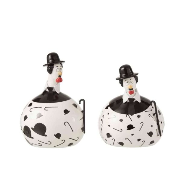 CHICKEN CHAPLIN CERAMIC WHITE/BLACK L ASSORTMENT OF 2