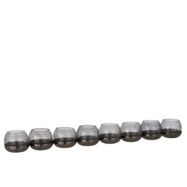 TEALIGHT HOLDER 8 BALL CRAQUELURE GLASS/STAINLESS STEEL BLACK