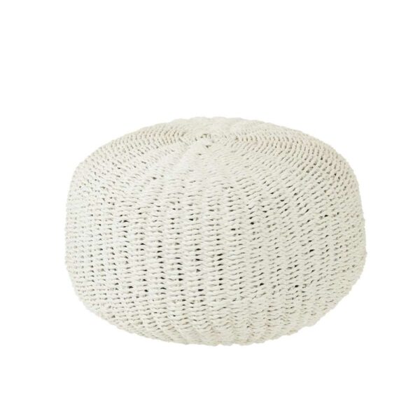POUF ROUND WOVEN PLASTIC WHITE