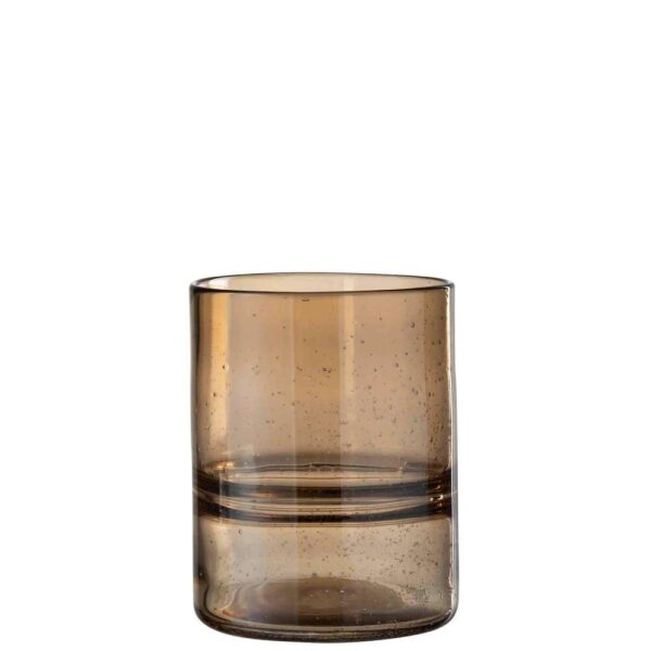 VASE CYLINDER RIDGE GLASS AMBER