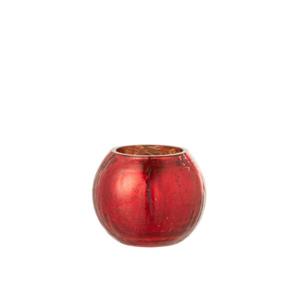 HURRICANE LIGHT BALL CRAQUELURE GLASS PEARL EFFECT RED SMALL