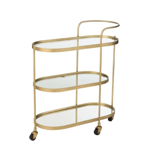BAR CART OVAL METAL/MIRROR GOLD