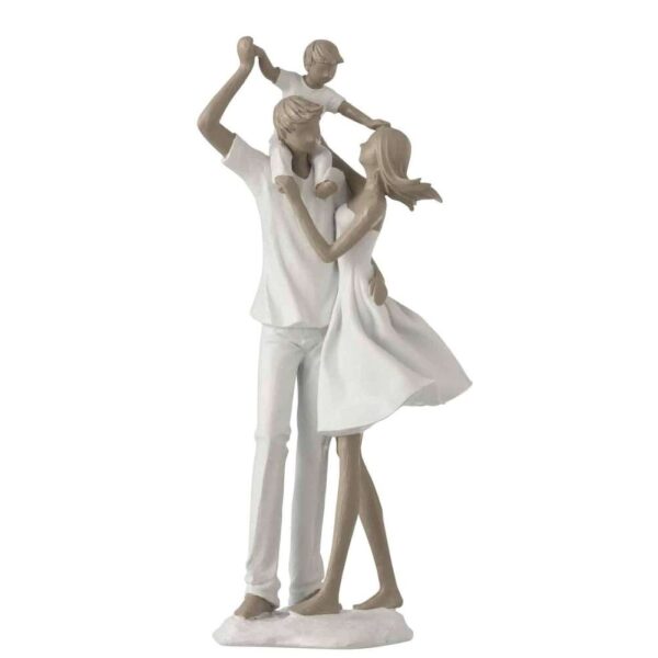 COUPLE WITH CHILD ON SHOULDERS POLY WHITE/TAUPE