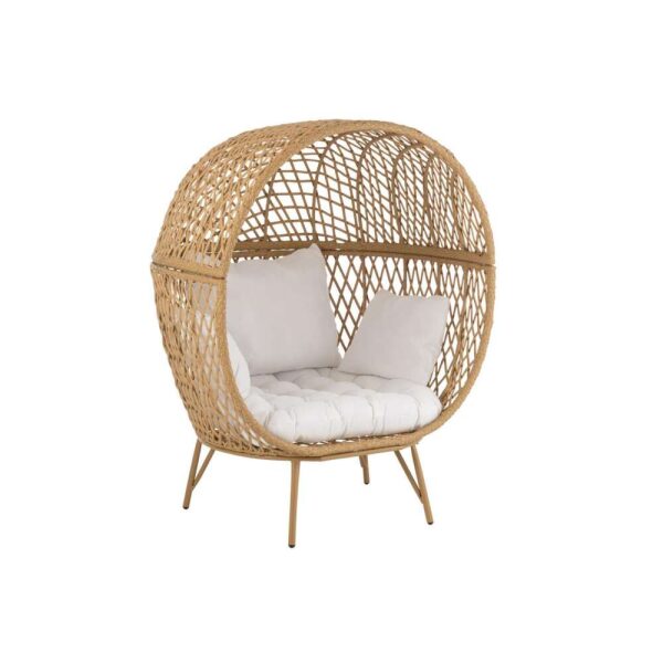 LOUNGECHAIR+CUSHIONS EVA METAL/REED BEIGE