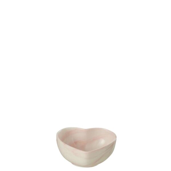 BOWL HEART PORCELAIN WHITE/PINK SMALL