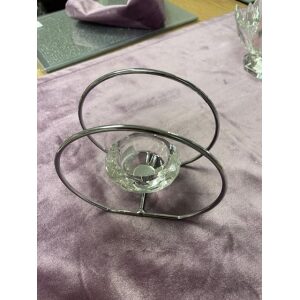 Lysholder M/Diamant Rund Sølv 12Cm