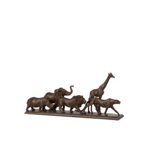 5 ANIMALS IN A ROW POLY BROWN SMALL